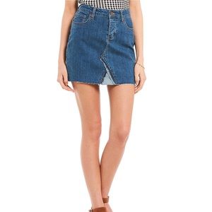 Celebrity Pink Denim Raw Edge Mini Skirt